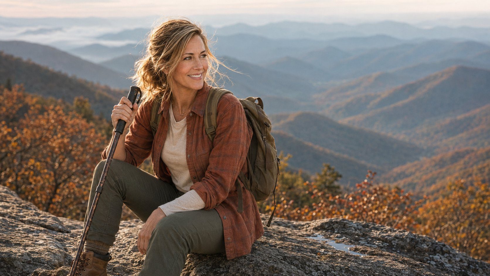 Whitney Lamphere hiking in the Blue Ridge mountains