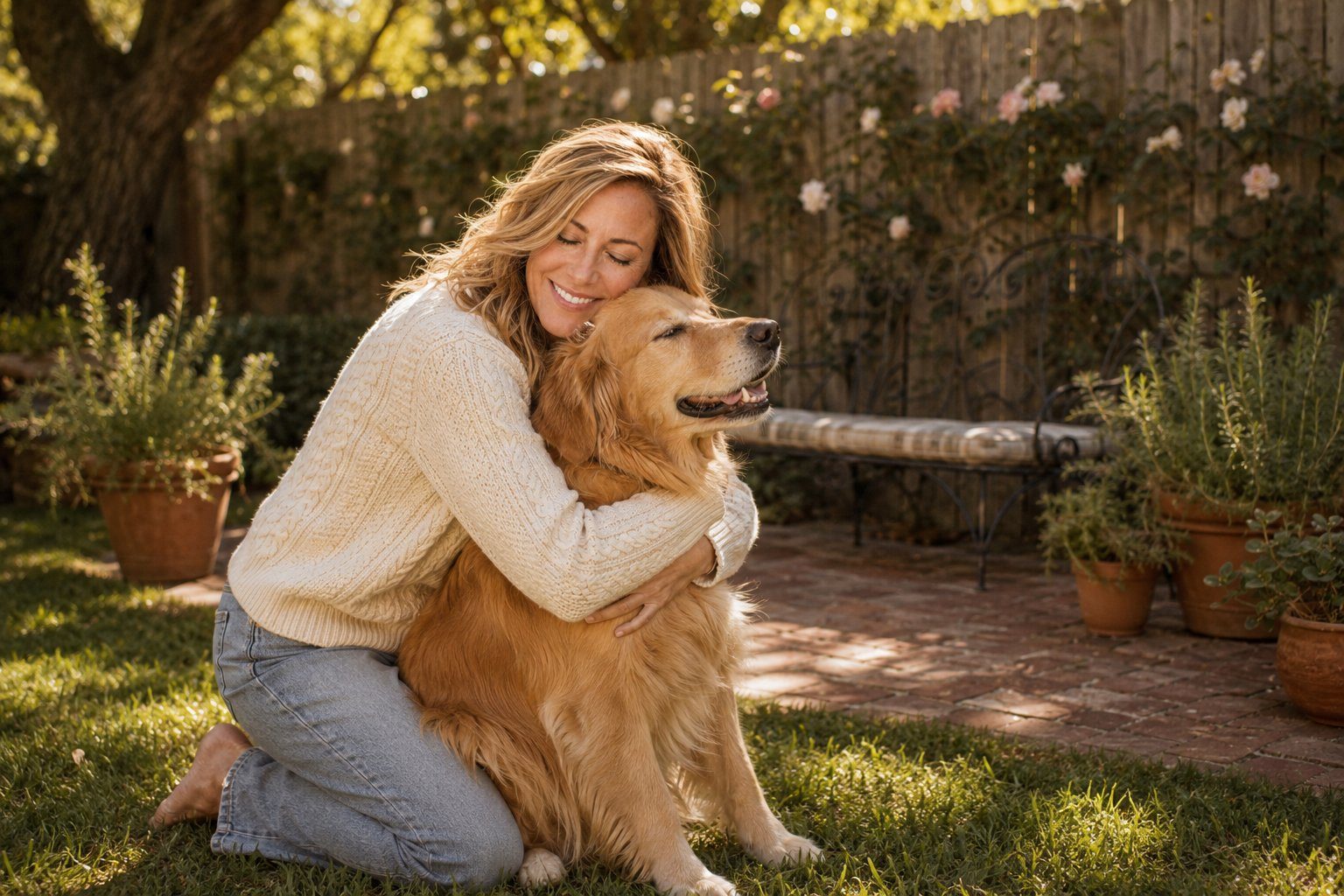 Whitney Lamphere with her golden retriever
